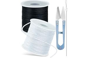 FIVEIZERO 2 Rolls Elastic Bracelet String Total 330 Feet,1.0mm,1.2mm,1.5mm Elastic Cord for Beading Stretchy String with Beading Needle for Bracelets, Sewing, Necklace, Jewelry Making and Crafts