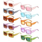 Geopty 10/20 Pack Retro Narrow/Chunky Rectangle Sunglasses for Women Men 90s Trendy Aesthetic Y2K Square Party Glasses
