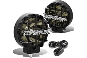 Auto Dynasty 6" Round Fog Lights+Offroad Super 4X4 Guard+Switch Compatible with Grille/Brush/Bull bar (Smoke Lens Black Housing)