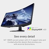 Dell S3422DWG 34 Inch Curved Gaming Monitor 144Hz WQHD 3440x1440 Black view 2