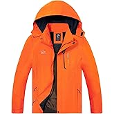 TEZO Mens Rain Jacket Waterproof with Hooded Hiking Coat Lightweight Windbreaker
