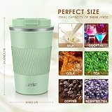 KETIEE Travel Mug 380ml Insulated Leakproof Stainless Steel Ice Green view 8