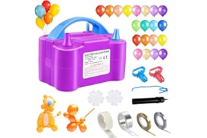 QIPUMP Balloon Pump,Dual Nozzles Electric Balloon Pump with 100 Balloons, Balloon Inflator Air Pump Balloon Blower with Tying Tool, Colored Ribbons for Party Birthday Wedding Festival Decoration