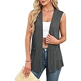 Veryoung Summer Vest for Women Lightweight Fashion Casual Soft Knit Sleeveless Cardigan Curved Hem with Cozy Pockets (S-3XL)