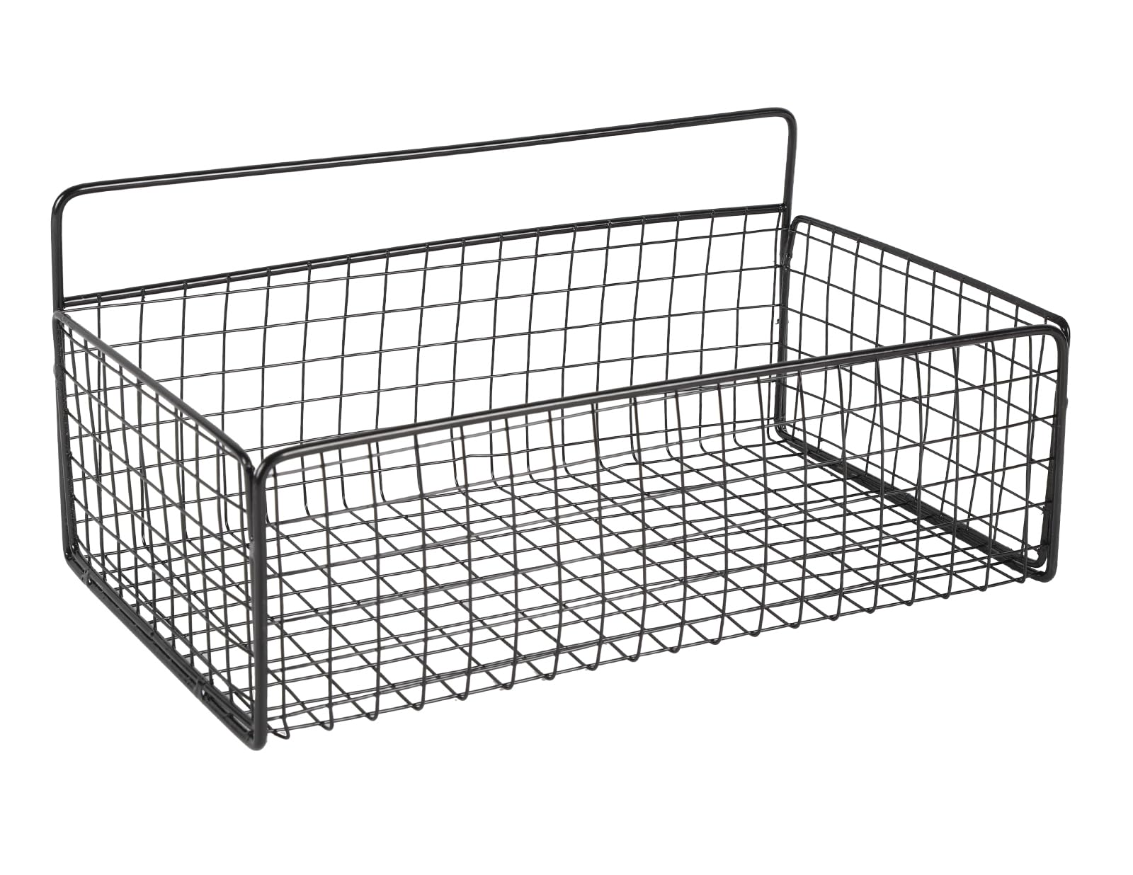 Gzsekken Wall Storage Basket Black Wire Basket No Drill Metal Kitchen Bathroom Basket Small Pantry Shelf for Cabinets,Closets,Bedroom/1Pack Black-Small