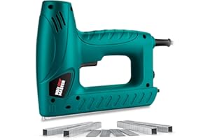 NEU MASTER Electric Brad Nailer/Staple Gun with Contact Safety and Power Adjustable Knob for Upholstery and Home Improvement, Includes 336pcs Staples and 200pcs Nails N6013