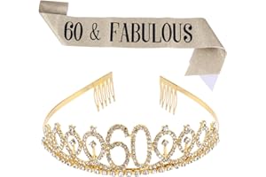 CONGARTENO Birthday Crown Set and Gold Ritual Belt Party Sash for 60th Birthday Celebration Women’s Headwear