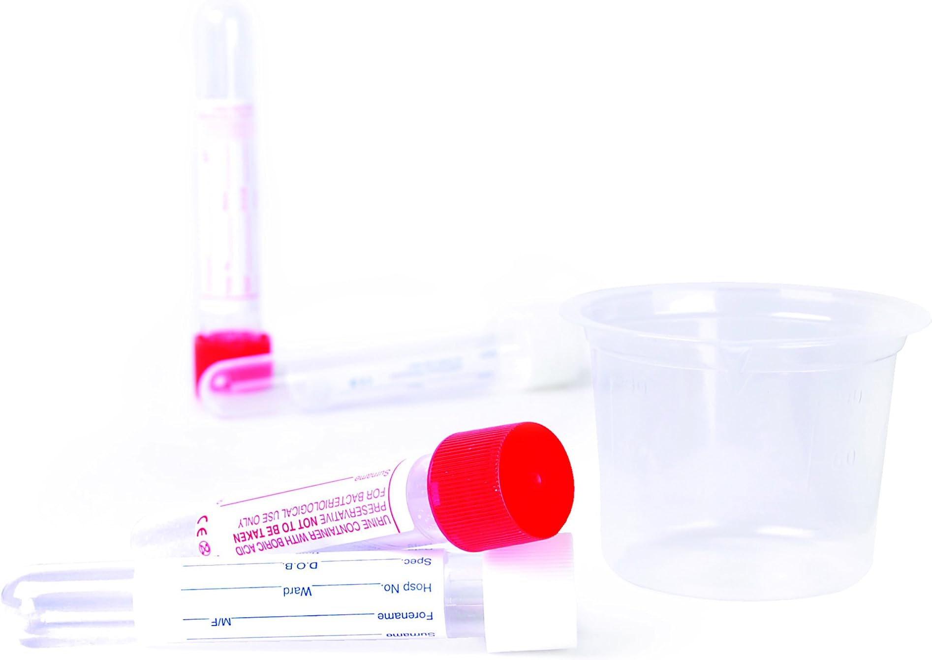 Ramboldi 327220 Primary Urine Collection Tube with Cup, Plain, Bulk, Virgin Polystyrene (Pack of 450)