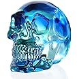 K9 Crystal Multicolor Green Skull Figurines Halloween Day of The Dead Decor Gifts for Men Women, Glass Skull Head Halloween Ornamen with Gifts Box 2.8''