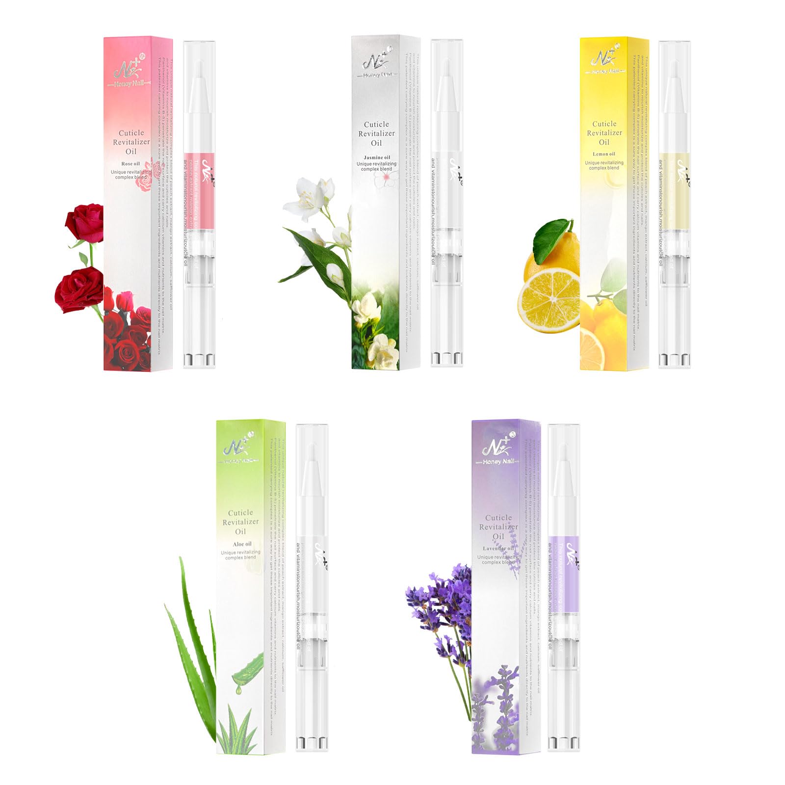 Nutrition Oil Pen, Nail Oil Cuticle, AISEELY 5pcs Mix Flavors Cuticle Oil Pens for Repairing Cracked Cuticle Oil for Nails, Random Color&Flavor, 5 Count (Pack of 1)