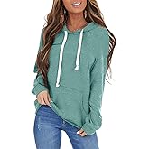 PGANDS Women's Long Sleeve Drawstring Hoodies Sweatshirt Casual Loose Lightweight Pullover Tops with Pocket