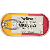 Roland Foods Flat Fillets of Anchovies in Olive Oil, Specialty Imported Food, 2 Ounce, Pack of 1