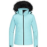 Skieer Women's Waterproof Ski Jacket Warm Puffer Jacket Thick Hooded Winter Coat
