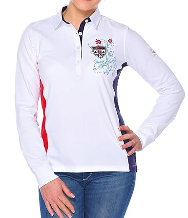M.Conte Damen Poloshirt Polo-Sweat Sweatshirt Langarm S M L XL Blau Weiss Rot Munia