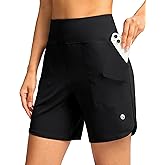 G Gradual Women's Athletic Shorts 6" High Waisted Stretchy Bermuda Shorts for Women Quick Dry Summer Casual Shorts