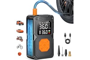 HAJOMEL Tire Inflator Portable Air Compressor, 150PSI Cordless Air Pump for Car Tires, Bike Tire Pump with LED Light & Pressure Gauge, Portable Tire Inflator for Car Motorcycle Balls Bike Pump