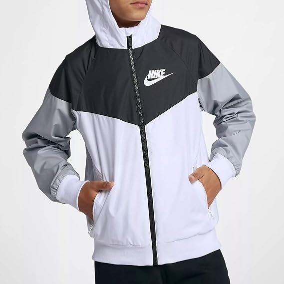 nike windrunner black white grey