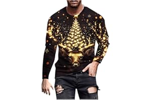 Men 3D Santa Claus Christmas Shirts Novelty Long Sleeve Casual Hawaiian Holiday Costume Christmas Tree Xmas Tops