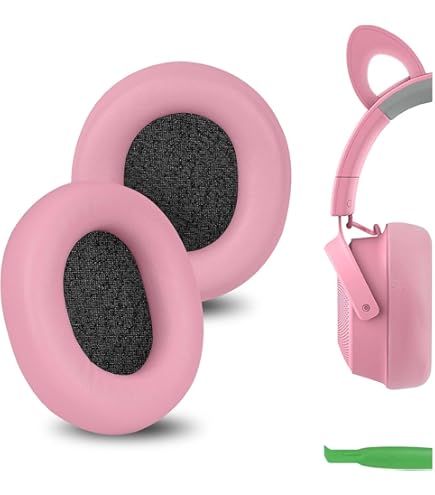 SOULWIT Mesh Stoff Ersatzpolster Ersatz Ohrpolster für Razer Kraken V3/V3 Pro/V3 X, Kitty V3 Pro/Kitty V3 X, V4/V4 Pro/V4 X Gaming Kopfhörer, Polster mit Geräuschisolierungsschaum
