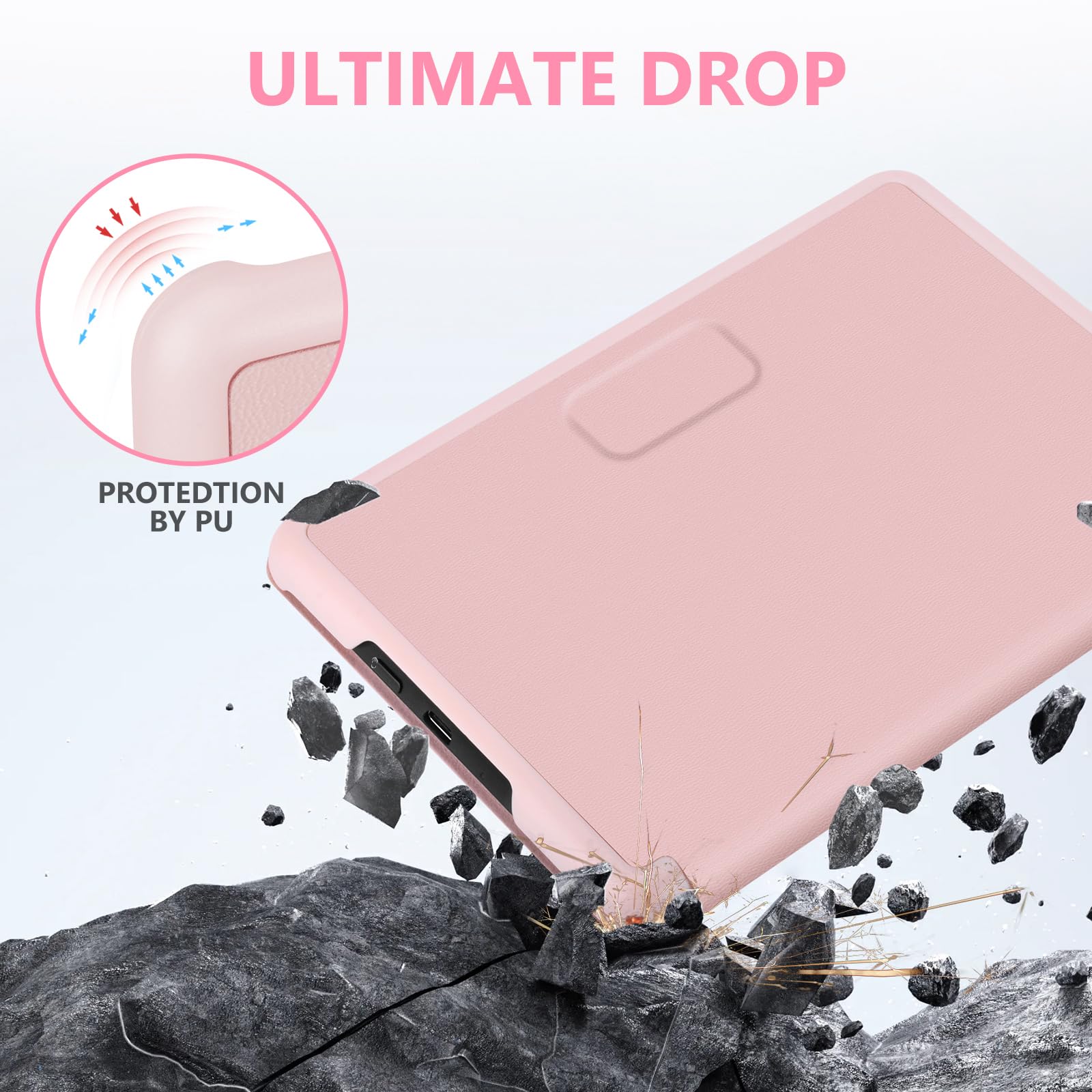 aMZCaSE for Kindle Paperwhite 7 inch (12th Gen 2024), Light Pink | Slim Durable PU Case | Smart Sleep/Wake | Compatible with Kindle