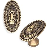 Sancollie Antique Brass Cabinet Knobs 6PCS, Floral Carved Vintage Drawer Knobs, Elegant Decorative Dresser Hardware for Kitchen Nightstands Vanity Old Furniture Refinishing