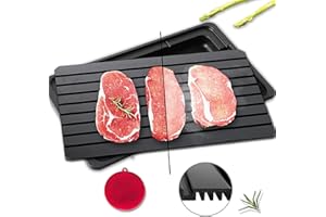 YUNDOOG Defrosting Tray for Frozen Meat Rapid and Safer - Thawing Tray for Frozen Meat with Drip - Natural Heating Defroster Miracle Thaw Large Size Upgrades 6mm