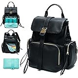 Diaper Bag Backpack Mominside, Leather Backpack for Women, Travel Backpack Baby Bag with 15 Pockets Baby Registry Search, Cha