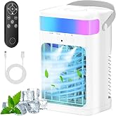 Portable Air Conditioner, Cooling Fan 3 Speeds & 3 Modes Personal Cooling Fan Mini Air Conditioner Fan with Remote, 1500ML Wa