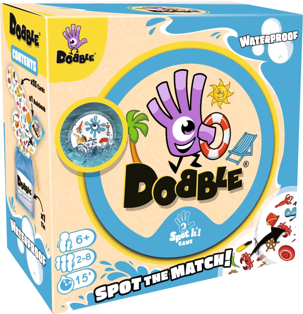 Asmodee | Dobble Waterproof | Family Card Game | Ages 6+ | 2-8 Players | 15 Minutes Playing Time
