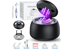 TEBAL Upgraded Ultrasonic Retainer Cleaner Machine, 52kHz Ultrasonic Dental Cleaner Pod for Night Guards, Aligner, Braces, To