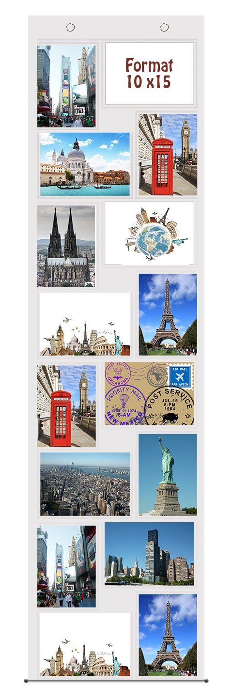 trendfinding® - Photo Curtain with 16 Pockets in Portrait and Landscape - For Photos and Postcards Sized 10 x 15 cm — image 1