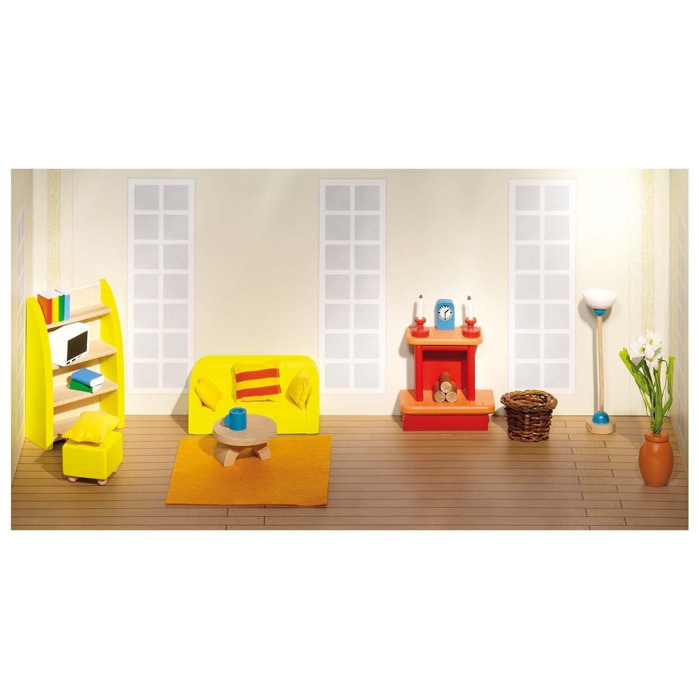 GoKi 51904 Wooden Doll's House Living Room, 34 pieces