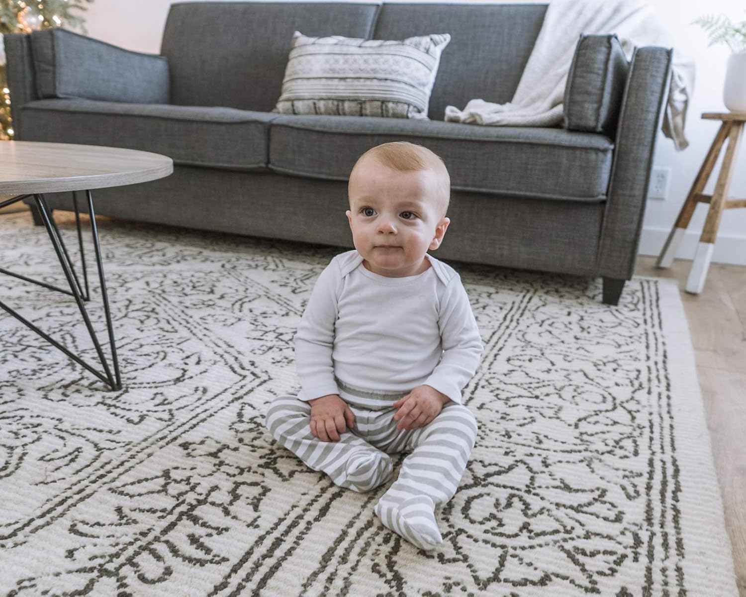Spasilk Baby Boys' 3 Pack Cotton Pull on Footed Pants: Clothing