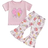 Toddler Girl Back to School Outfit in My Preschool Era T Shirt Flower Flare Pants 1st Day of School Bell Bottoms Set