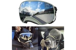 NAMSAN Dog Goggles for Large Dogs, Black/Silver Lenses Replaceable, Anti-UV Sunglasses for Dogs Medium to Large Breeds, Drivi