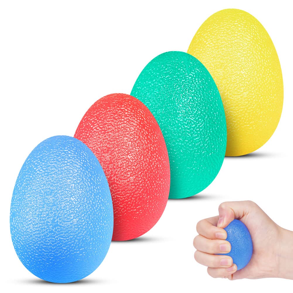 Vicloon Hand Grip Strength Trainer, 4 Pcs Stress Relief Balls for Adults and Kids, Hand Therapy Squeeze Exercise Stress Balls, Strength Hand Exercise Ball Squishy to Trainning Finger and Wrist