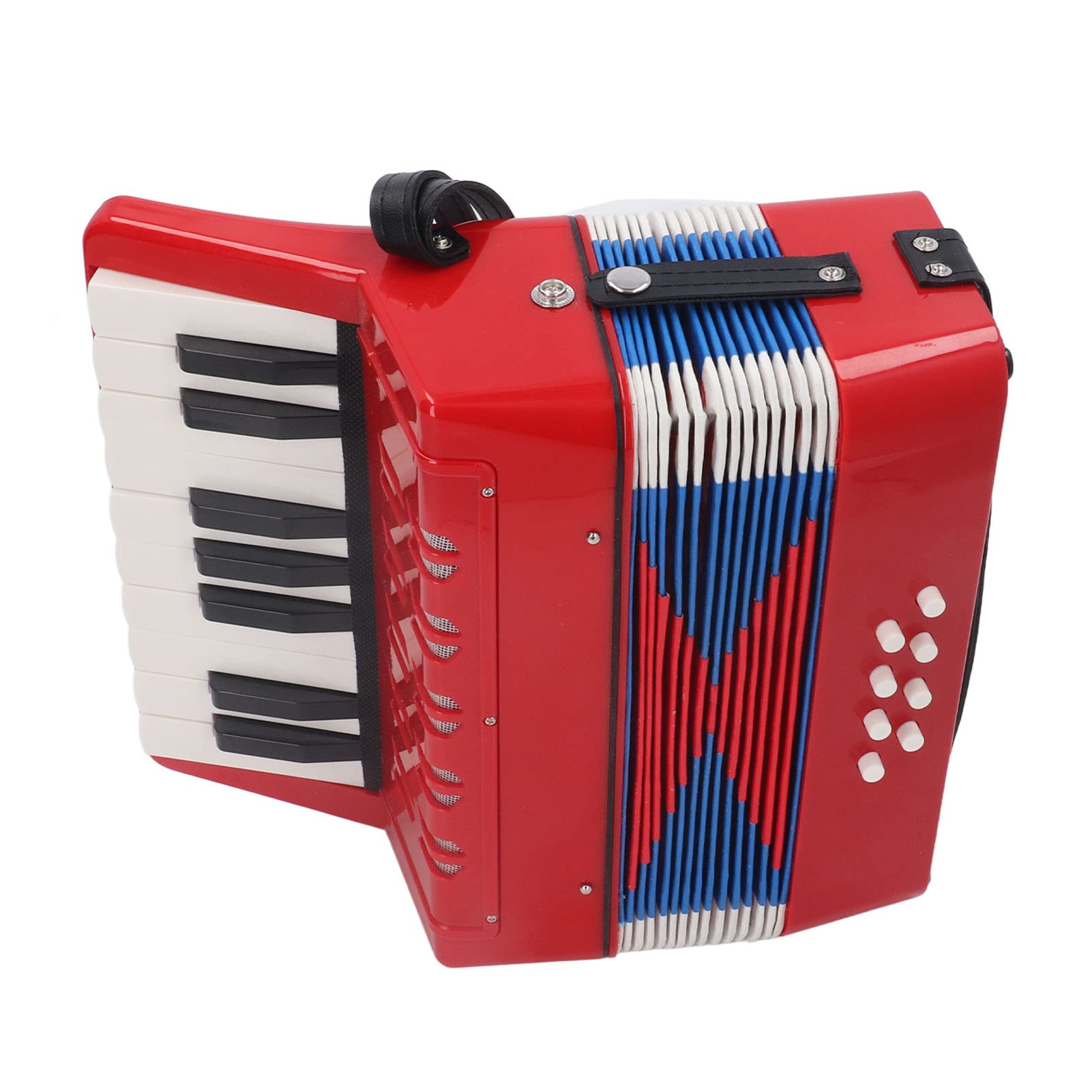 Focket Accordion, 17 Keys 8 Bass Entry Level Piano Accordion, Keys ABS with Retractable Strap, Professional Portable Musical Instrument Gift for Beginners Adults Stage Performance (Red)