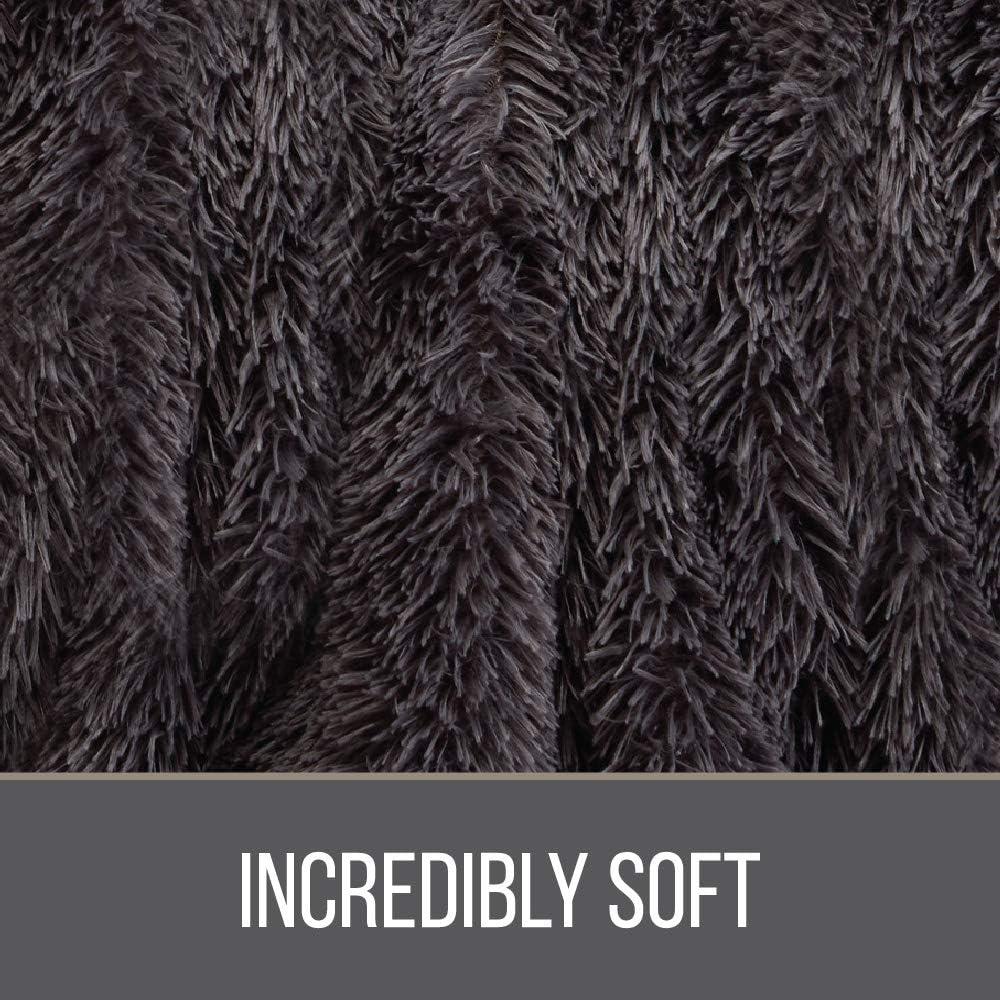 The Connecticut Home Company Shag with Sherpa Reversible Throw Blanket, Super Soft, Large Plush Wrinkle Resistant Blankets, Warm Hypoallergenic Washable Couch or Bed Throws, 65x50, Dusty Rose: Home & Kitchen