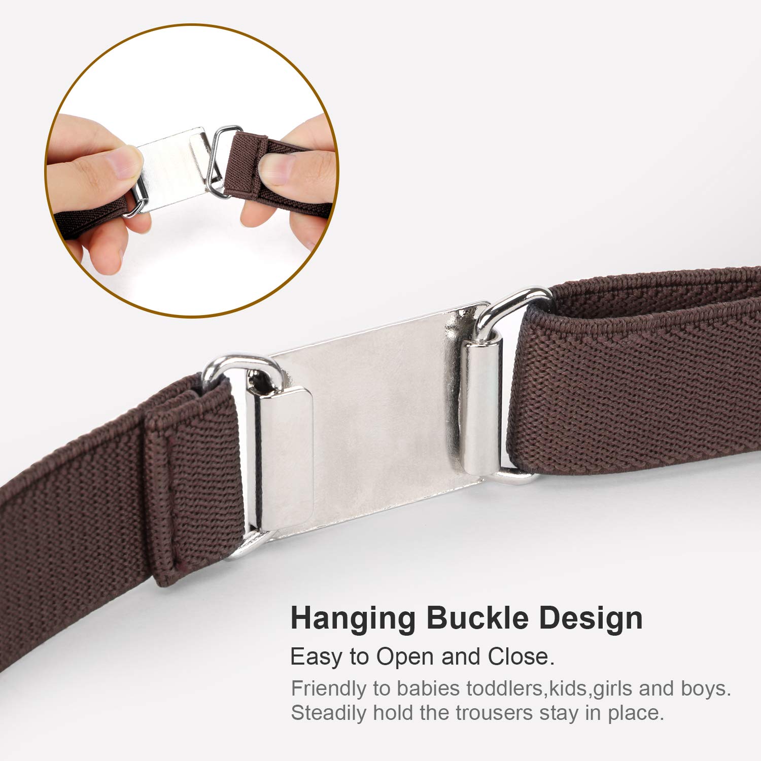 Kids Toddler Belt Elastic Stretch Adjustable Belt For Boys and Girls with Silver Square Buckle 2 Pack By JasGood