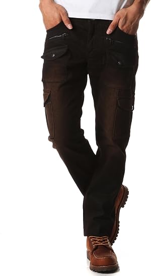 Amazon Co Jp Lee ジップブッシュカーゴパンツ メンズ 0026 ダークブラウン 服 ファッション小物