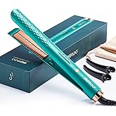 IBROO Infrared Hair Straightener Flat Iron Ceramic Straightener for Women, 1 inch Tourmaline Keratin Iron, Dual Voltage 220 Volt Straight Iron for Hair, Green Professional Curling Straightening Irons