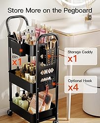 Pipishell 3-Tier Rolling Cart, Metal Utility Cart