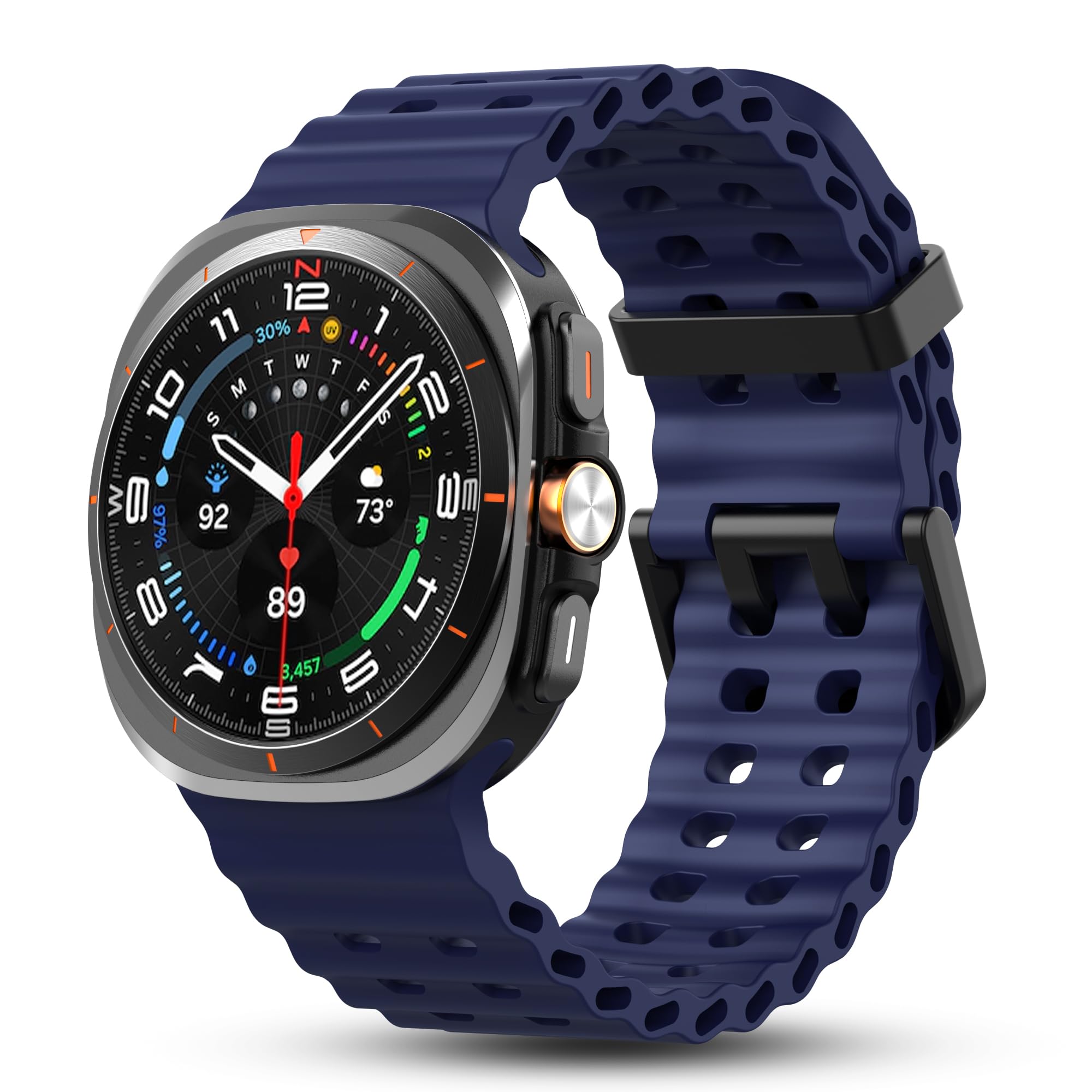 Photo 1 of Rugged Band Compatible with Samsung Galaxy Watch Ultra 47mm Smartwatch (2025/2024), No Gap Breathable Soft Silicone Sport Strap for Galaxy Watch Ultra Bands Men Women