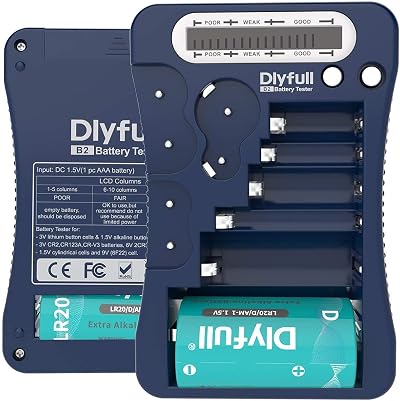 DLYFULL Battery Tester Universal LCD Checker for AA AAA CR2032 CR123A 9V
