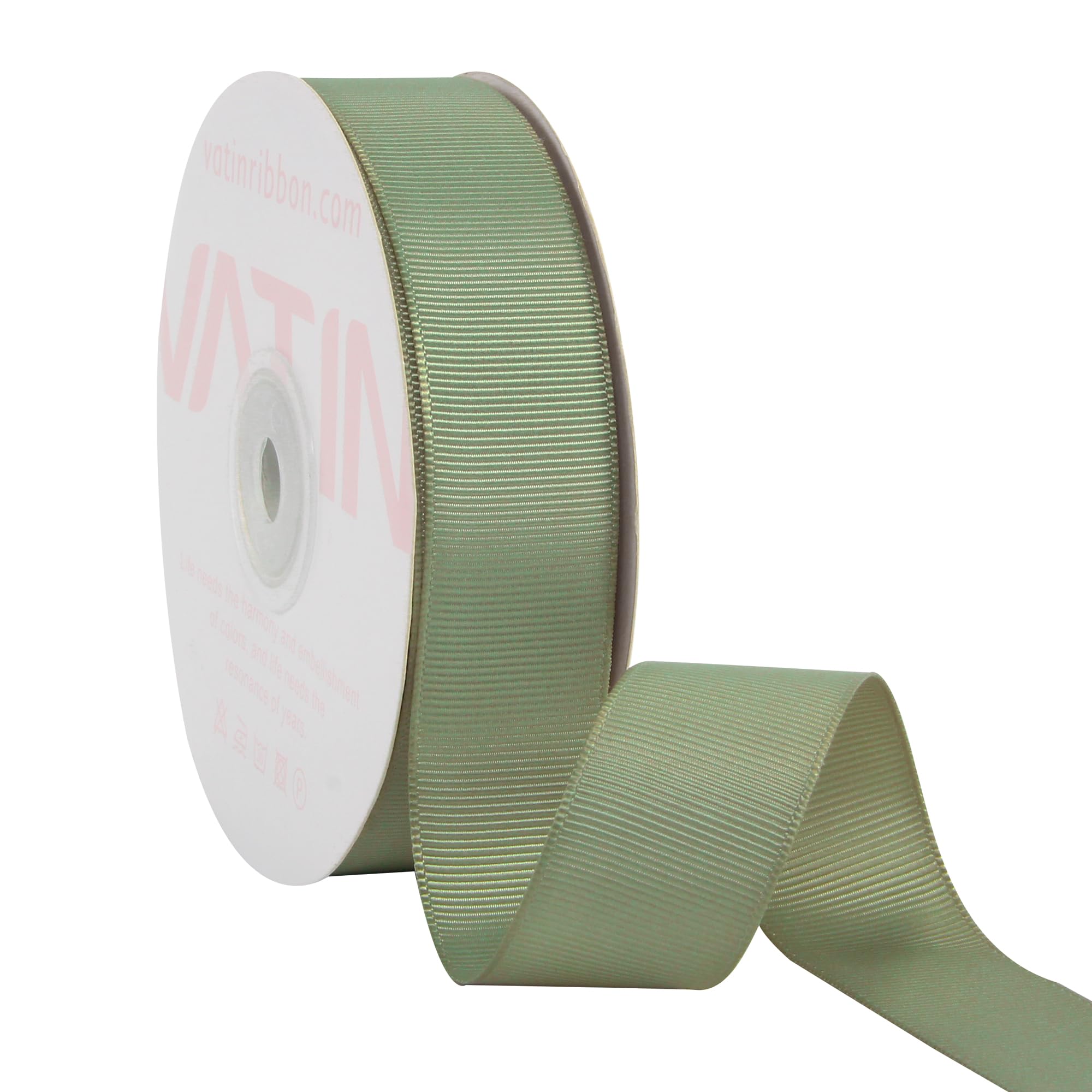 VATIN 25 mm Spring Moss Grosgrain Ribbon 23 Metres Perfect for Wedding Decor, Wreath, Baby Shower,Gift Package Wrapping and Other Projects