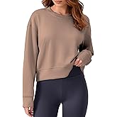 PINSPARK Soft Crewneck Cropped Sweatshirt for Women Long Sleeve Relaxed Lightweight Basic Crop Tops 2025