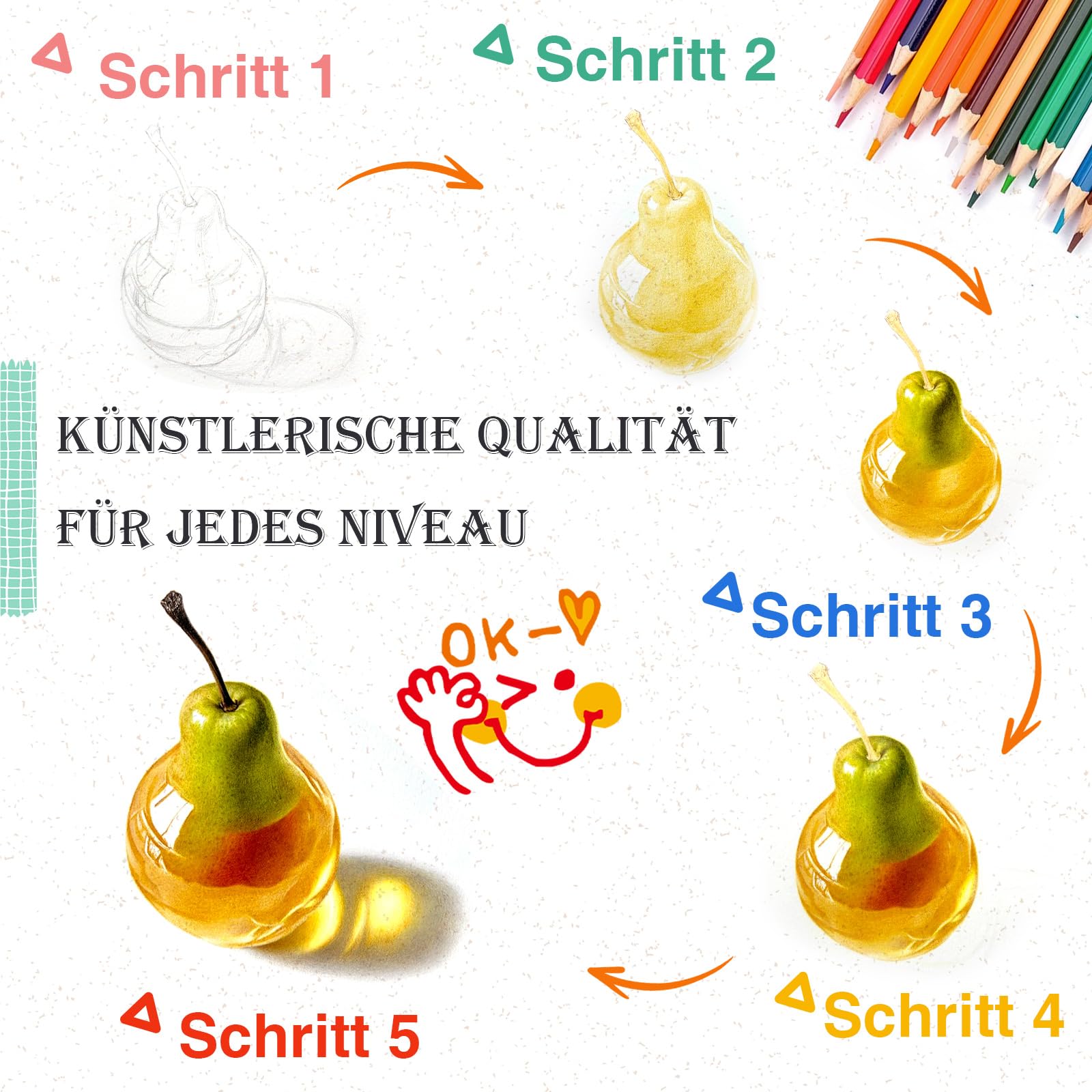Ugmic 50 Buntstifte - Premium Farbstifte für Erwachsene und Kinder, Hochwertige Farbstifte mit lebendigen Farben und geschmeidiger Textur, Ideal für Erwachsene, Malbücher & mehr 3