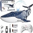 2.4Ghz Remote Control Whale Shark Toys for Boys Kids, 1:18 Scale High Simulation Whale Shark for Pool, Electric RC Whale Shark Fish Toys with Light & Spray Water Function for 4 5 6 7 8 9 Year olds Kid