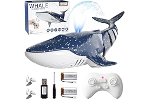 BENNOL 2.4Ghz Remote Control Whale Shark Toys for Boys Kids, 1:18 Scale High Simulation Whale Shark for Pool, Electric RC Whale Shark Fish Toys with Light & Spray Water Function for 4 5 6 7 8 9 Year olds Kid