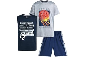 Pro Athlete Boys' Active Shorts Set - 3 Piece Dry Fit T-Shirt, Tank Top & Basketball Shorts - Activewear Set for Boys (8-16)